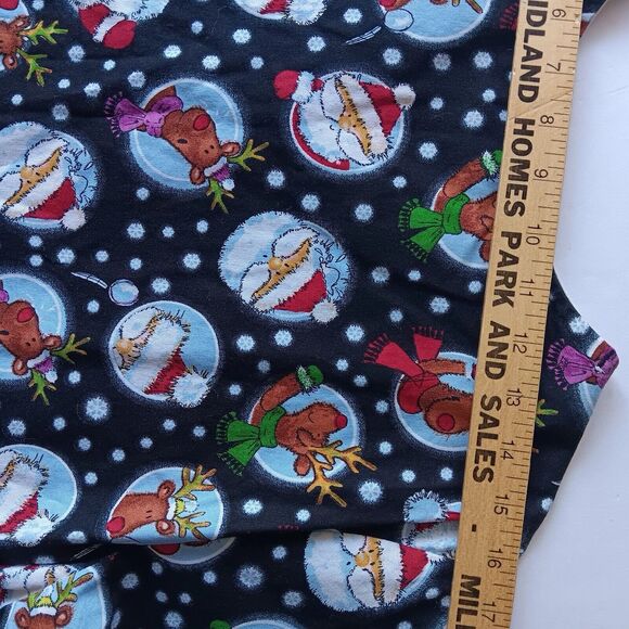 Tafford Christmas Scrub Top Black Women's Santa Claus Reindeers Snow Large - Picture 7 of 10